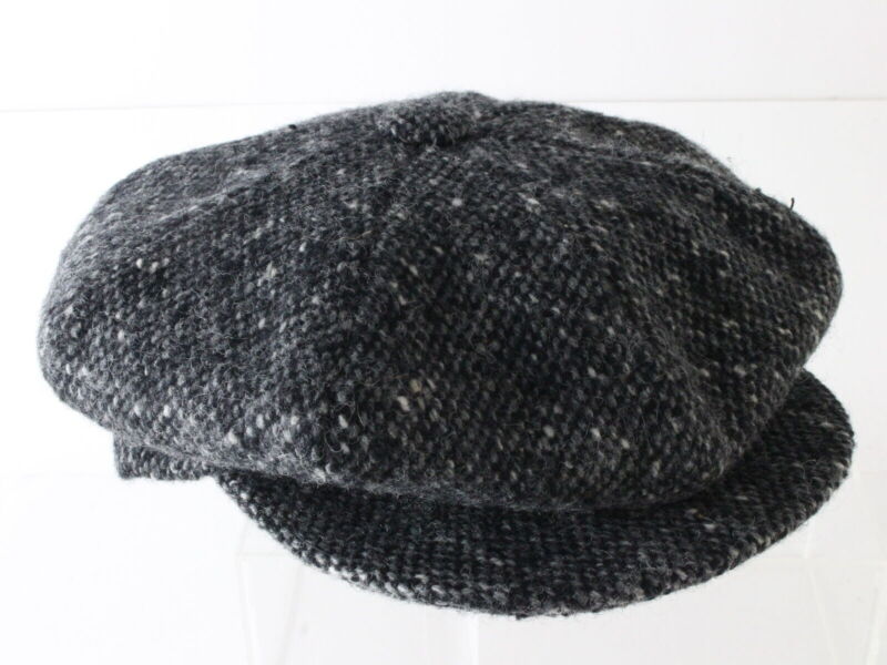 City Sport Mens Charcoal Genuine Donegal IRELAND Tweed Sport Cap W/ Black Lining