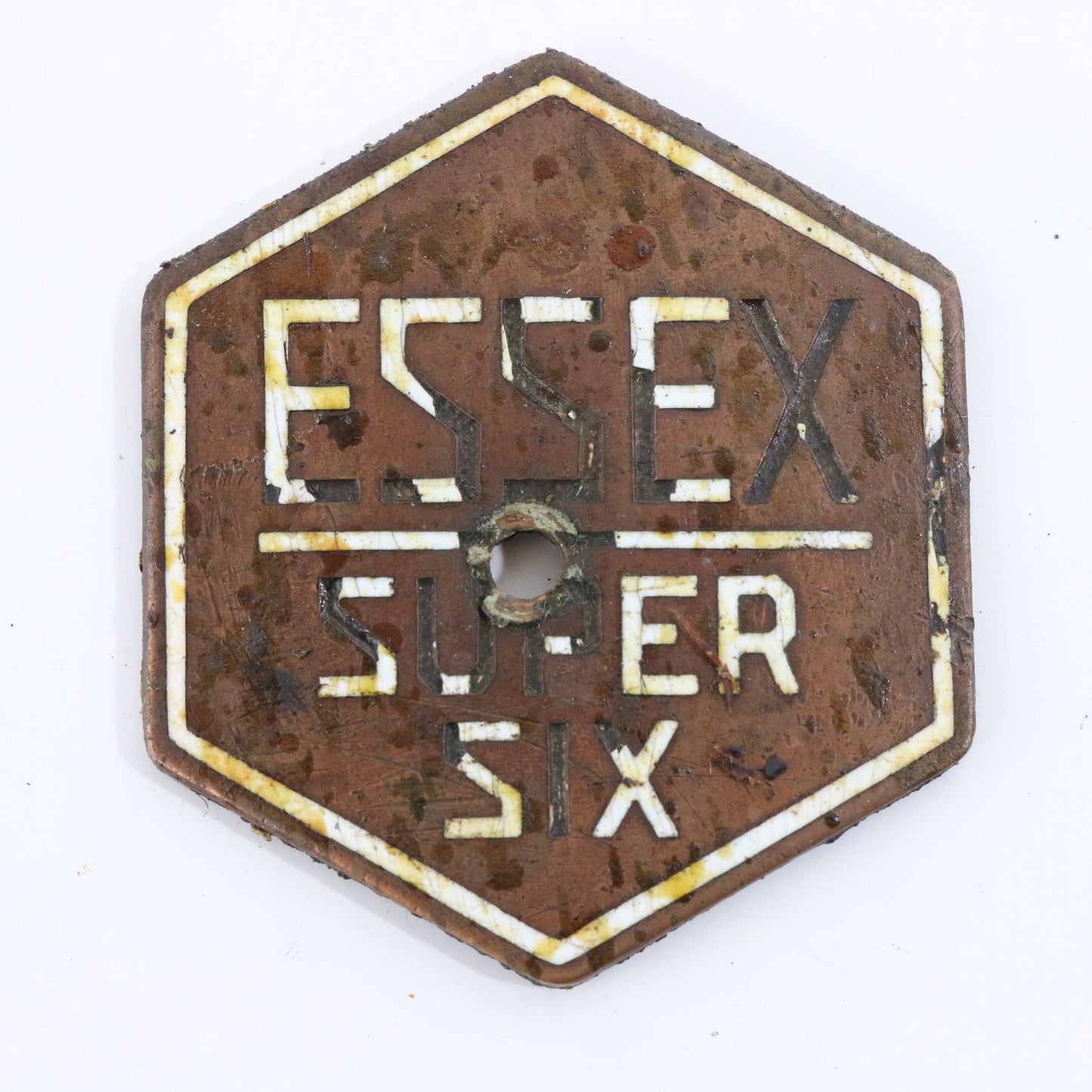 Essex Super Six Antique Metal Car Emblem Radiator Badge 2��� Original Patina