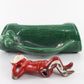 Vintage Red Suit Pixie Elf Reclining On Green Log Planter Ceramic 7 In