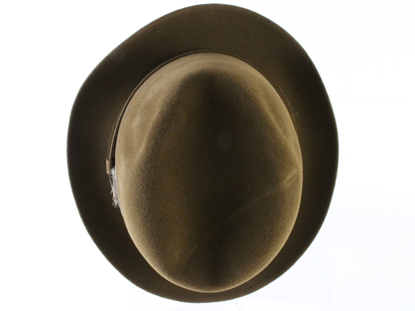 Dobbs Mens Cognac Brown Felt Fedora W/ Feathers and Pin 7 1/2 60cm