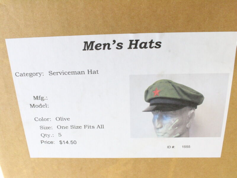 Mens Olive Green Serviceman Hat RED STAR (Prop Costume Military Hat?) One Size