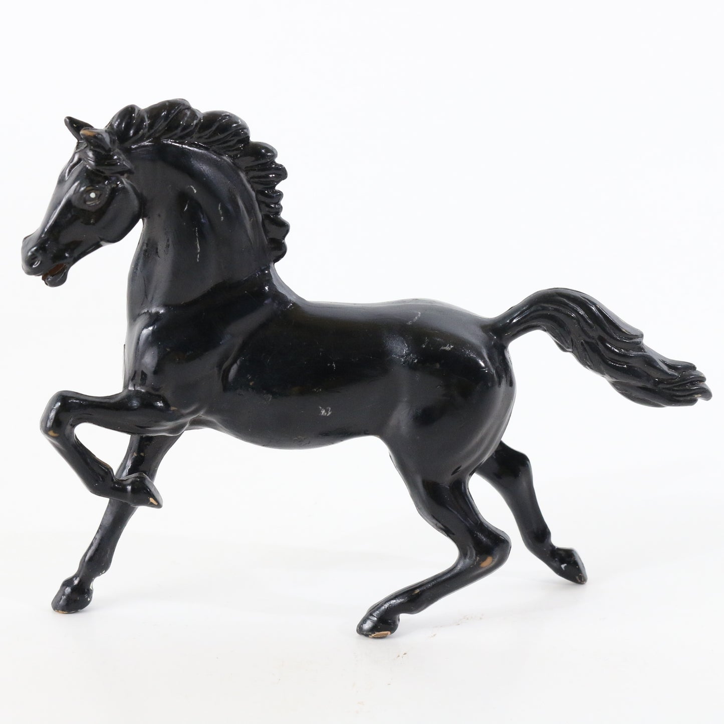 Vintage Black Running Plastic Horse Toy Figurine 6.5" Philippines