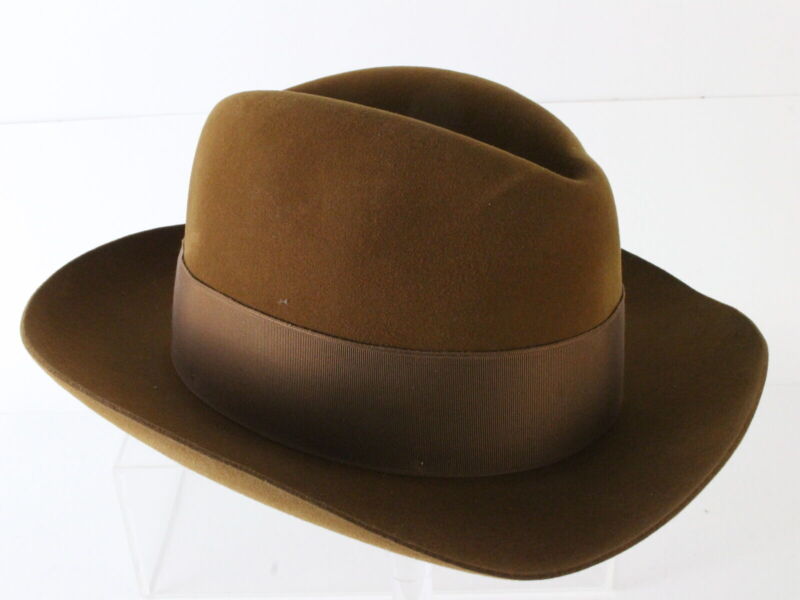 Biltmore President Mens Cognac Brown Fedora W/ Feather 7 56cm