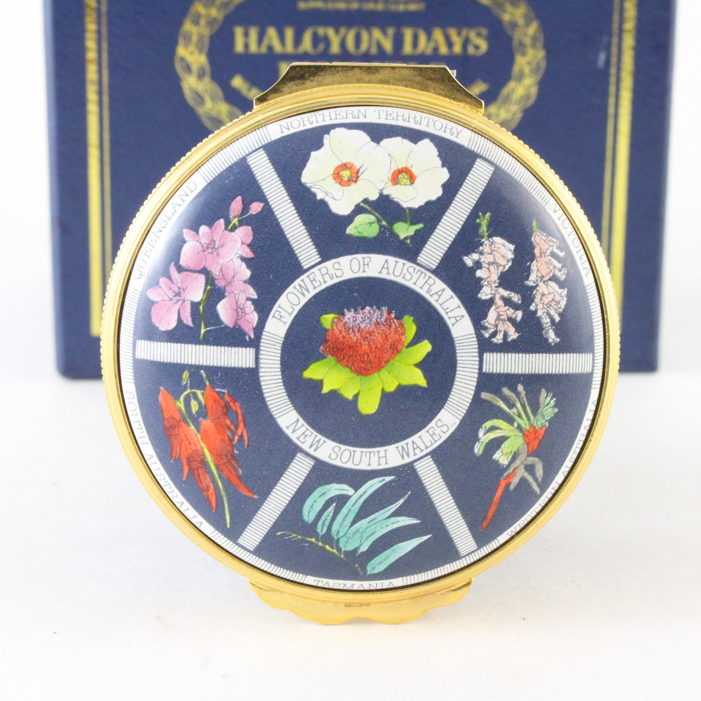 Vintage Halcyon Days Enamel Box 1988 Flowers Of Australia Bilston Battersea