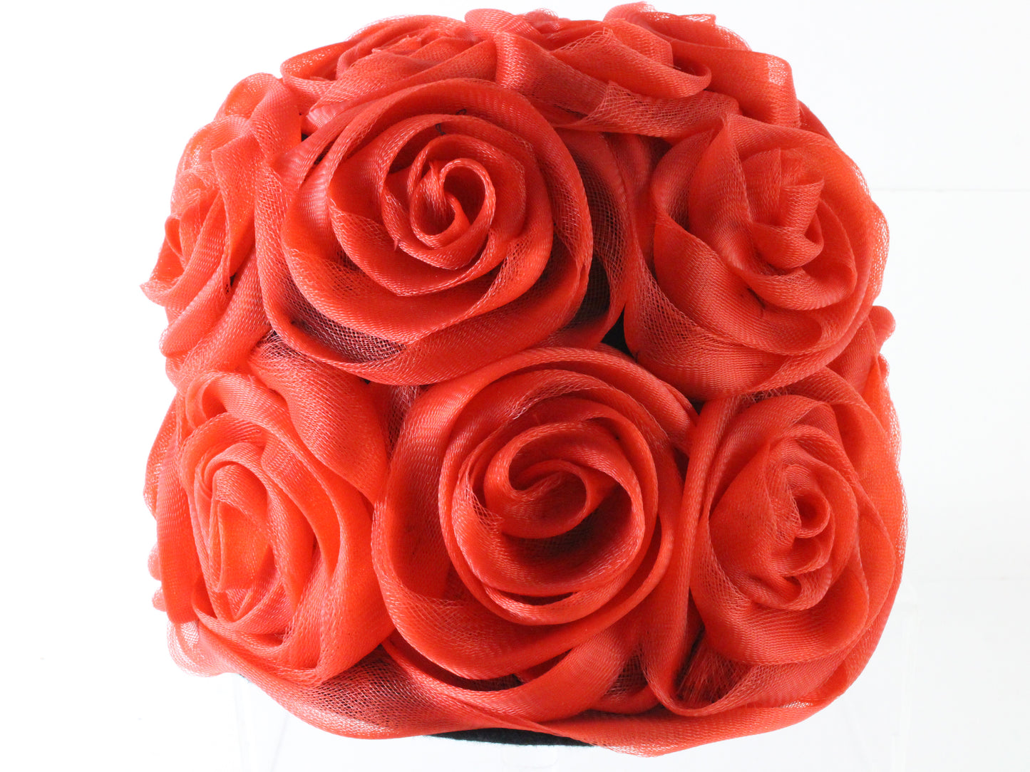 Bailey Tomlin London Ladies Red Boutique Hat W/ Mesh Roses 7 56cm