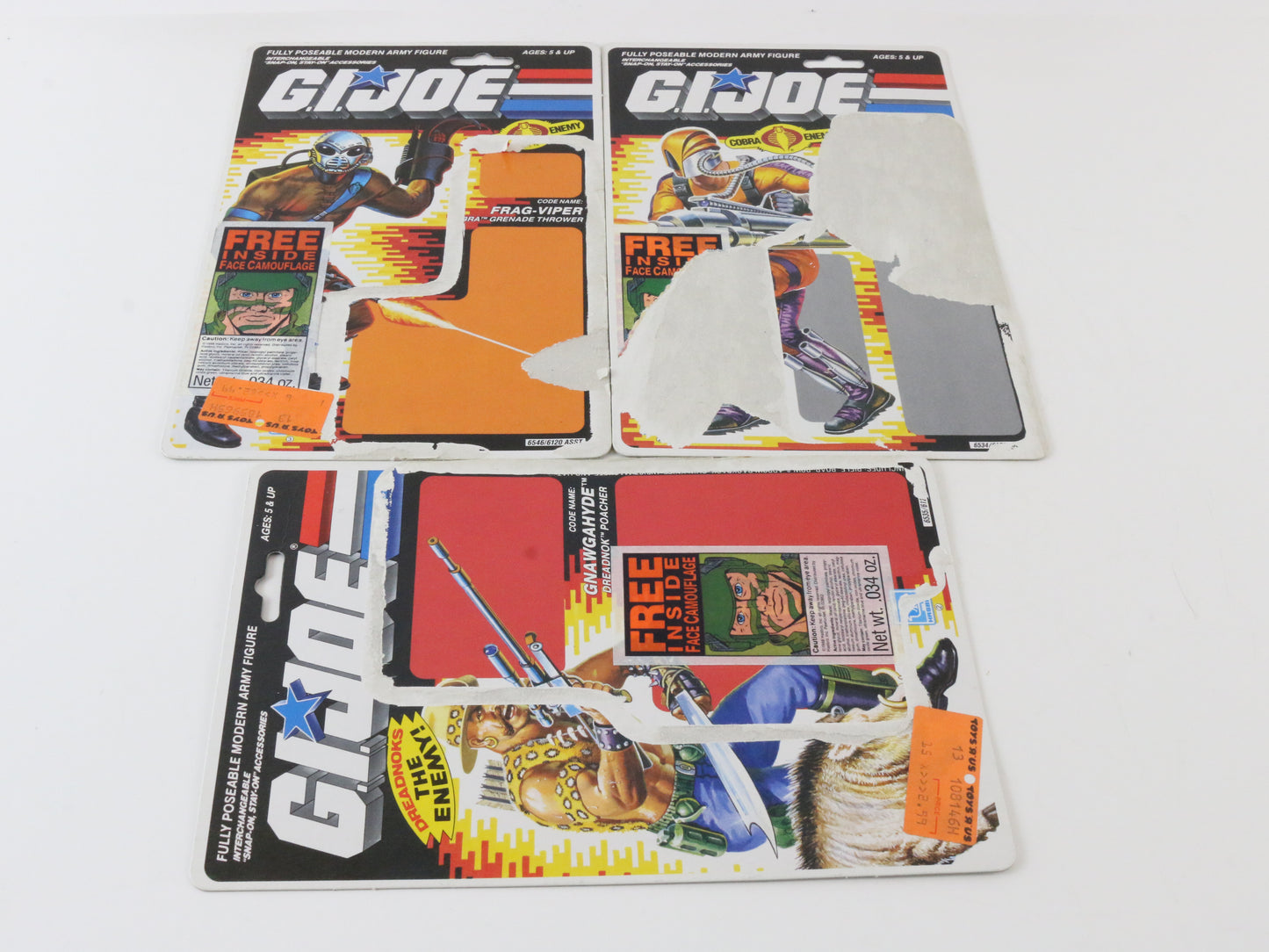 Lot Of 6 GI Joe Cobra 3.75��� File Card Backs Viper, Gnawgahyde, Undertow