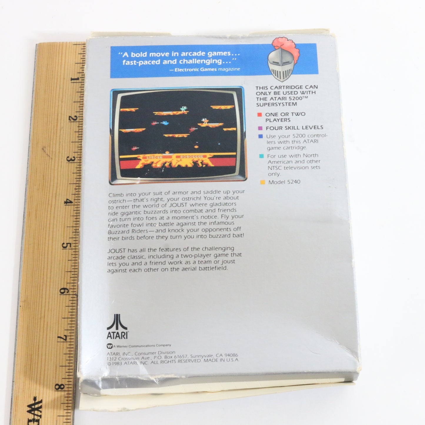 Vintage Joust Atari 5200 Medieval Battle Video Game Cartridge 1983 CIB Box