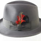 Biltmore President Mens Steel Gray Felt Fedora W/ Red Feather 7 56cm