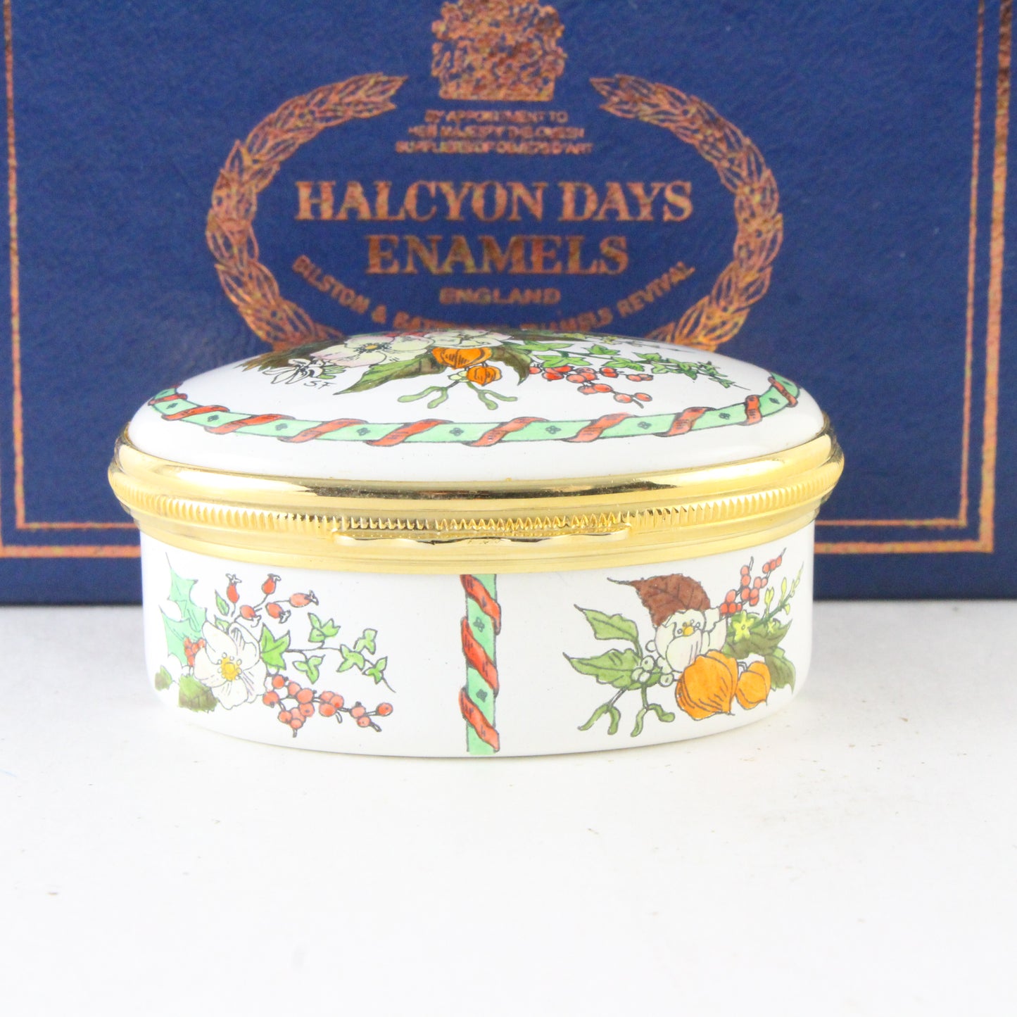 Bilston & Battersea Halcyon Days Ltd Edition 1982 Enamel A Christmas Bouquet