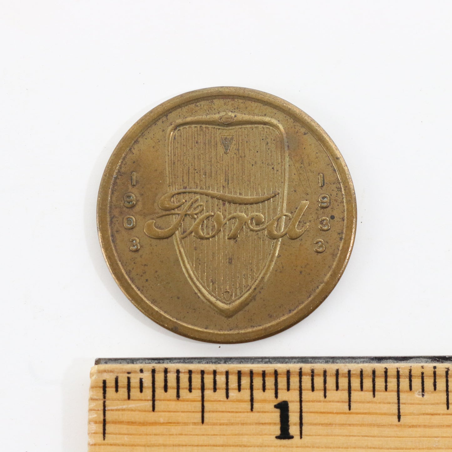 1903 - 1933 Ford V8 30 Years Of Progress Automobile Emblem Token 1.25"