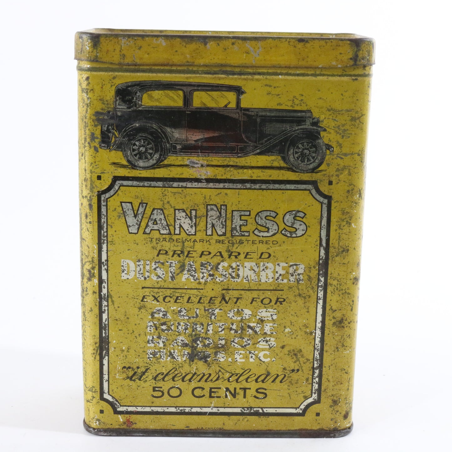 Van Ness Dust Absorber Vintage 1930s Era Automotive Tin Can Container RARE