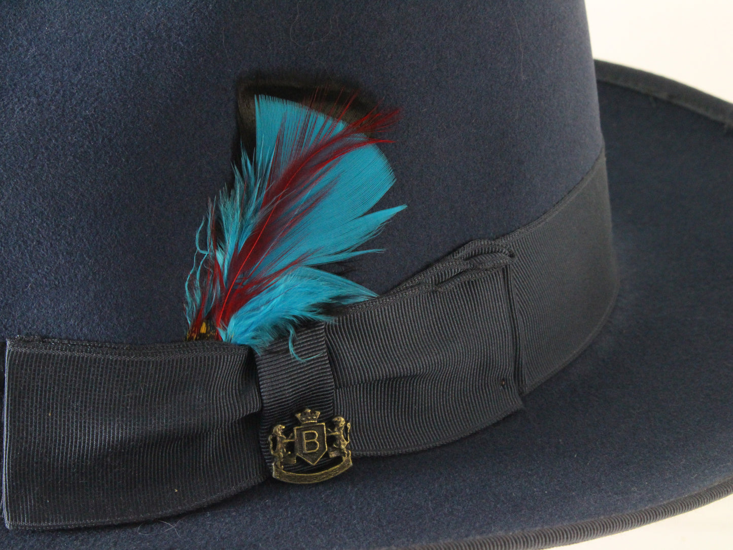 Biltmore Royal Mens Marina Blue Felt Fedora W/ Blue Feather MULTIPLE SIZES