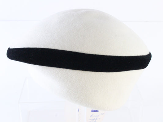 Frank Olive New York Ladies White and Black Felt Boutique Hat 7 56cm