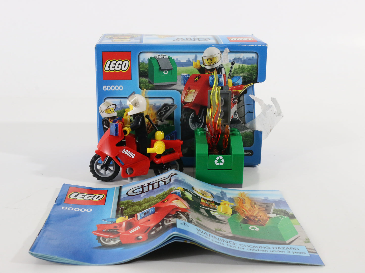 Lego City Fire Motorcycle Built Set 60000 W/ Box & Instructions