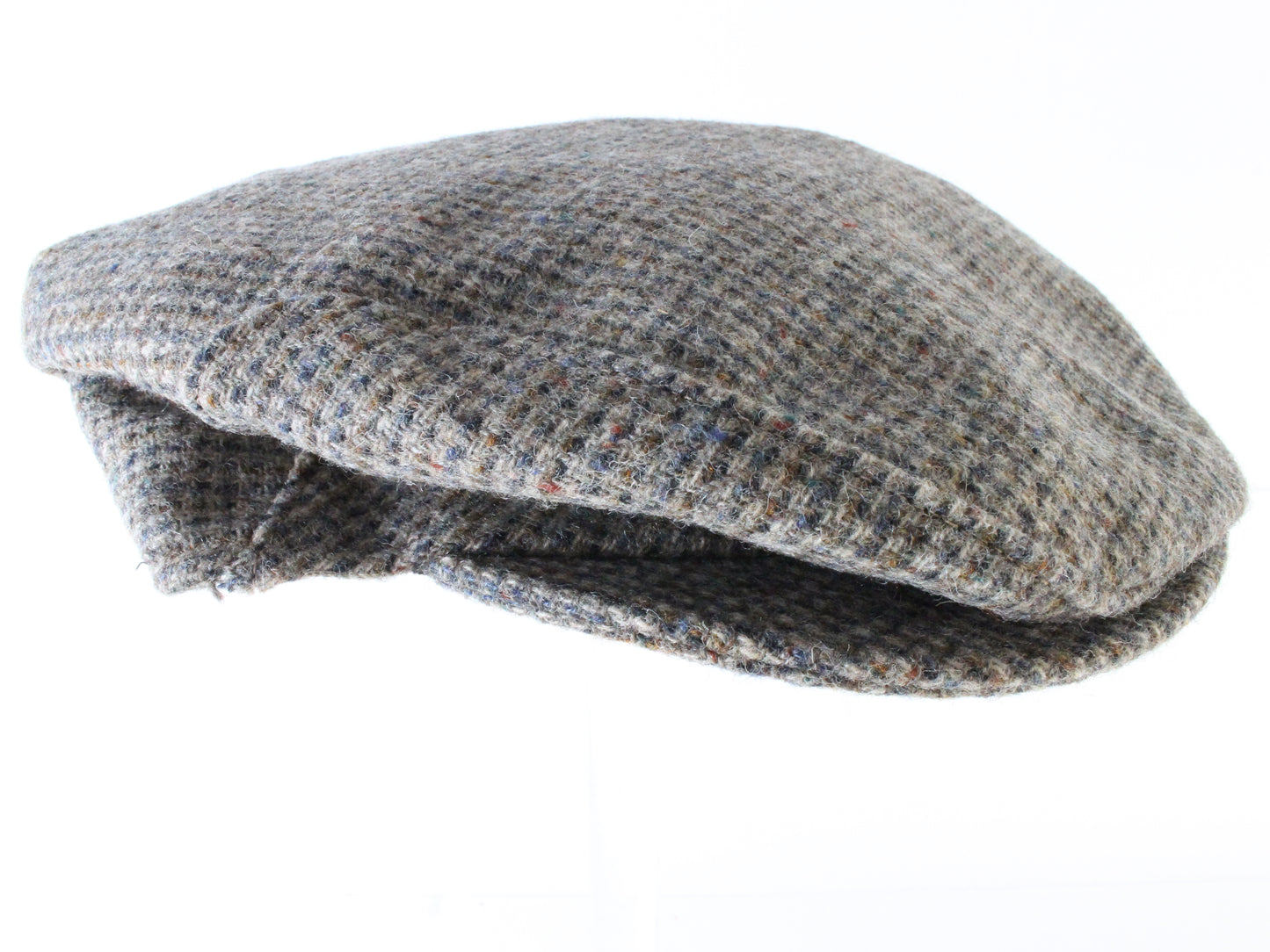 Borsalino Italia Mens Brown Checkered Wool Tweed Scally Cap Ivy Cap S