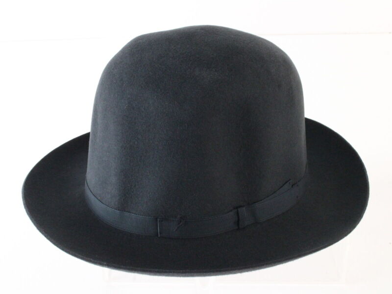 Borsalino Alessandria Mens Charcoal Gray Water Repellent Fur Felt Fedora 7 56cm