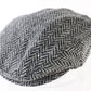 John Hanley & Co Ltd Mens Black And White Herringbone Wool Ivy Cap 7 1/8 57cm