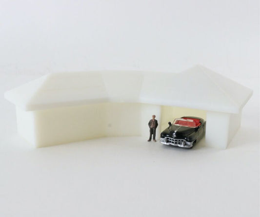 Small 1950s-1970s Era House w/ Garage for HO 1:87 RESIN/HARD PLASTIC