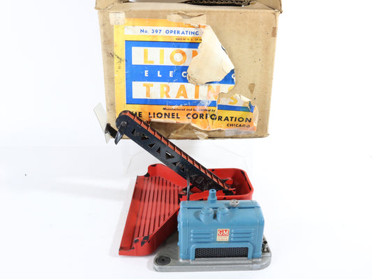 Lionel O Postwar 397 Red & Blue Coal Loader W/ Box & Parts