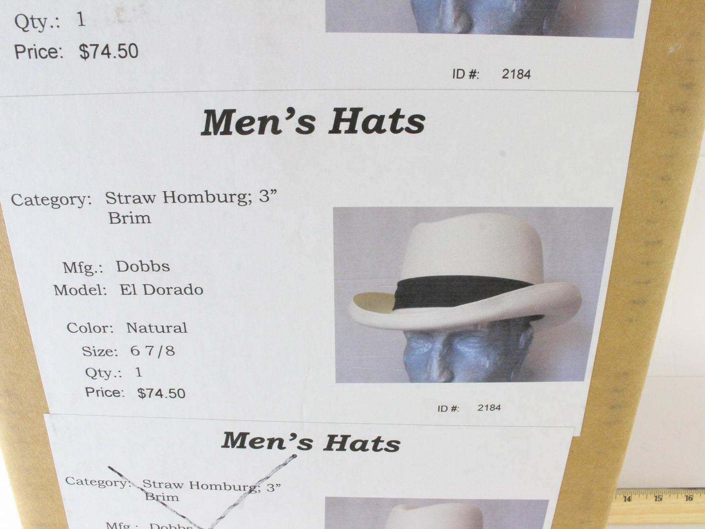 Dobbs Fifth Avenue Mens Natural White Straw Homburg W/ Black Band MULTIPLE SIZES