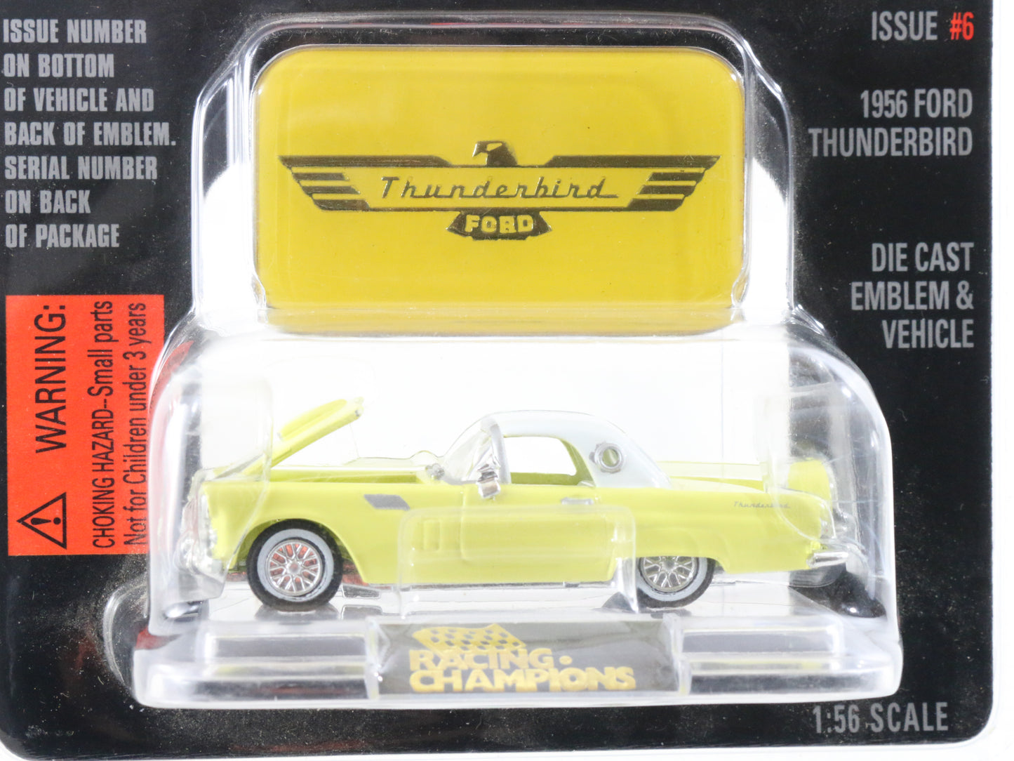 1956 Ford Thunderbird #6 Racing Champions Yellow Mint Ed 1:56 Scale Diecast Car