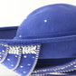 George Zamaul Couture Ladies Royal Blue Felt Hat W/ Rhinestones 7 1/8 57cm