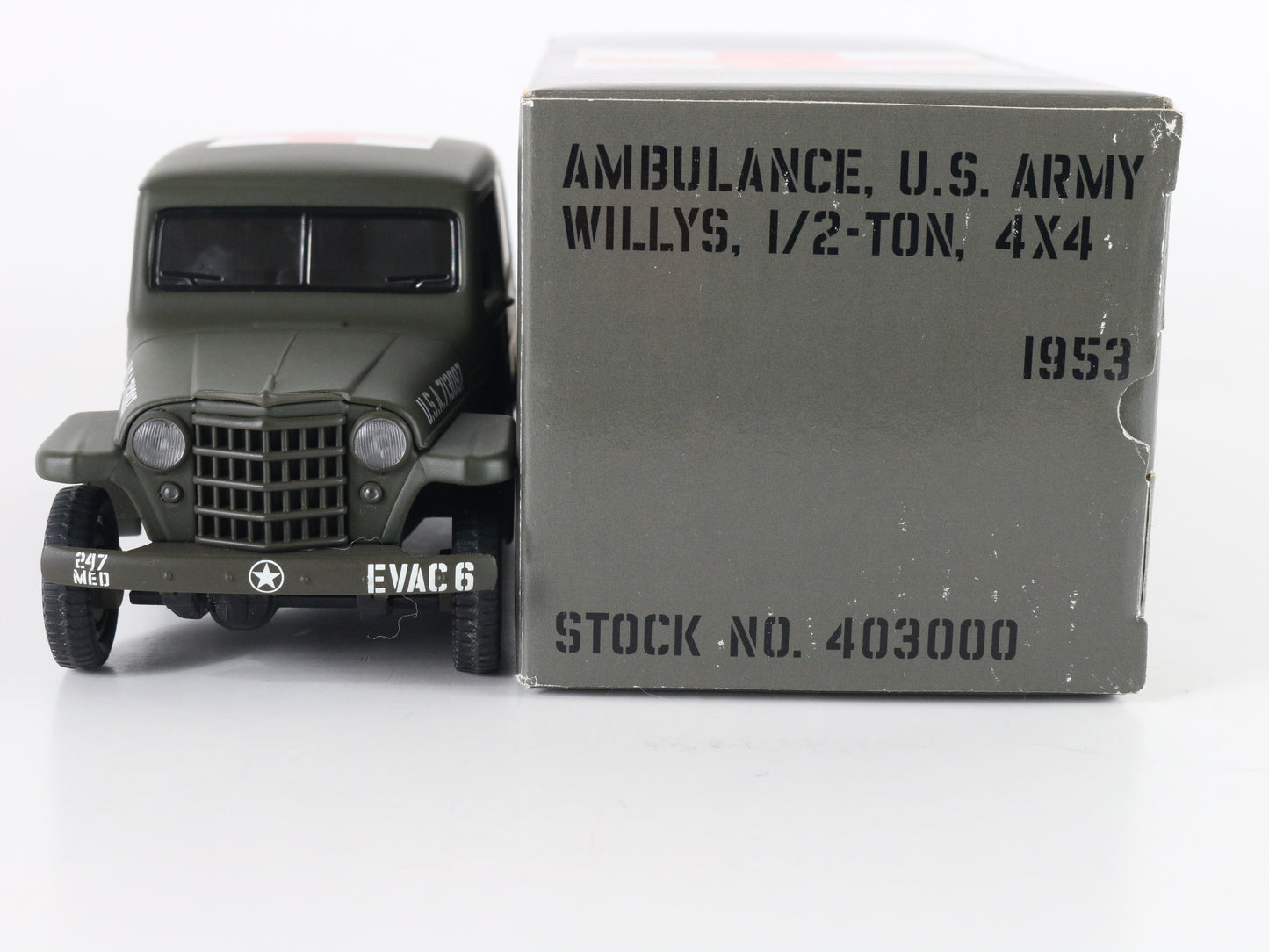 1953 Willys 1/2 Ton 4x4 Us Army Ambulance Red Cross Eastwood Liberty 1:25 403000