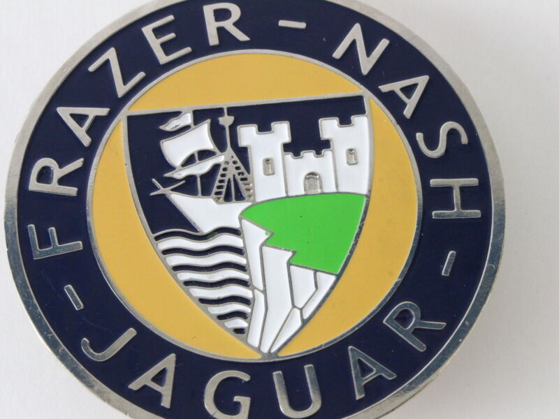 Frazer Nash Jaguar 2.5" Metal Blue Yellow Badge