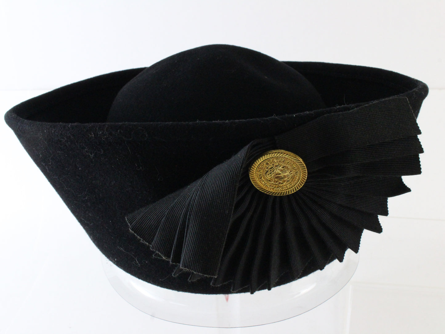 Adolfo Ii Ladies Elegant Black Wool Felt Hat W/ Embellishment 7 56cm