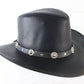 Winfield Cover Co Mens Black LEATHER Cowboy Hat W/ Band And Gray Inner Brim M