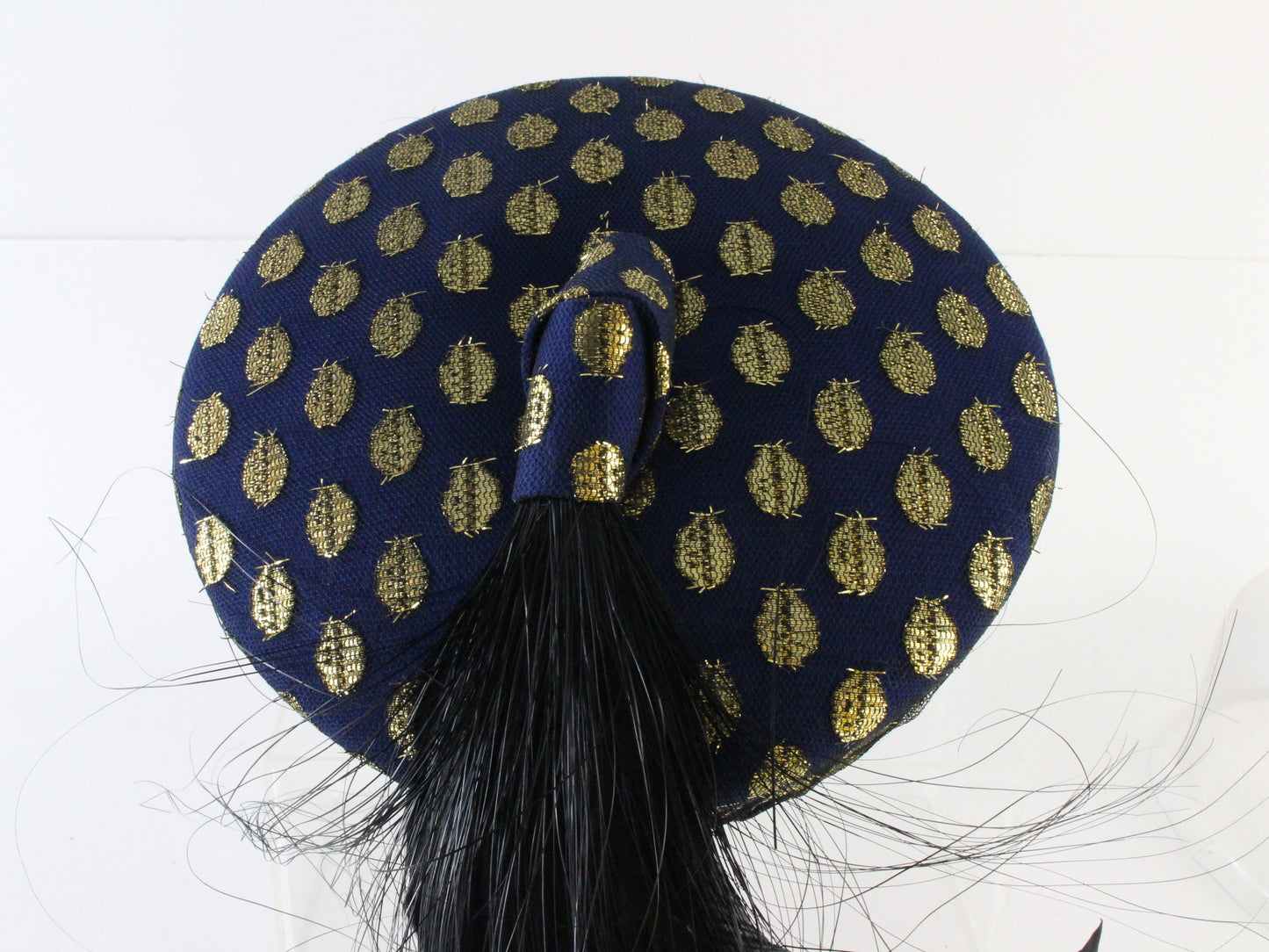 Sonni of California Ladies Fancy Royal Blue and Gold Wool Felt Hat 7 1/8 57cm