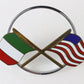 Vintage Italian Flag W/ American Flag 4.5" Metal Autmotive Emblem Badge