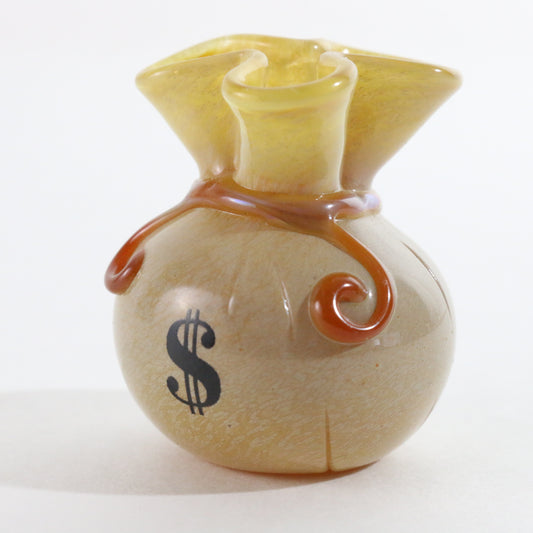 JAG Just Another Gallery Glass Money Bag Yellow & Tan Sand Color 1.5"