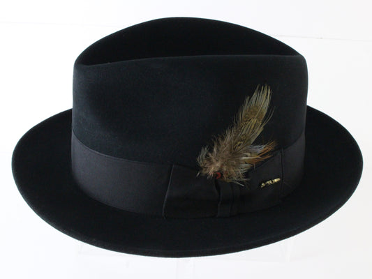 Golden Coach By Dobbs Savoy Mens Black Felt Fedora W/ Feather MULTIPLE SIZES