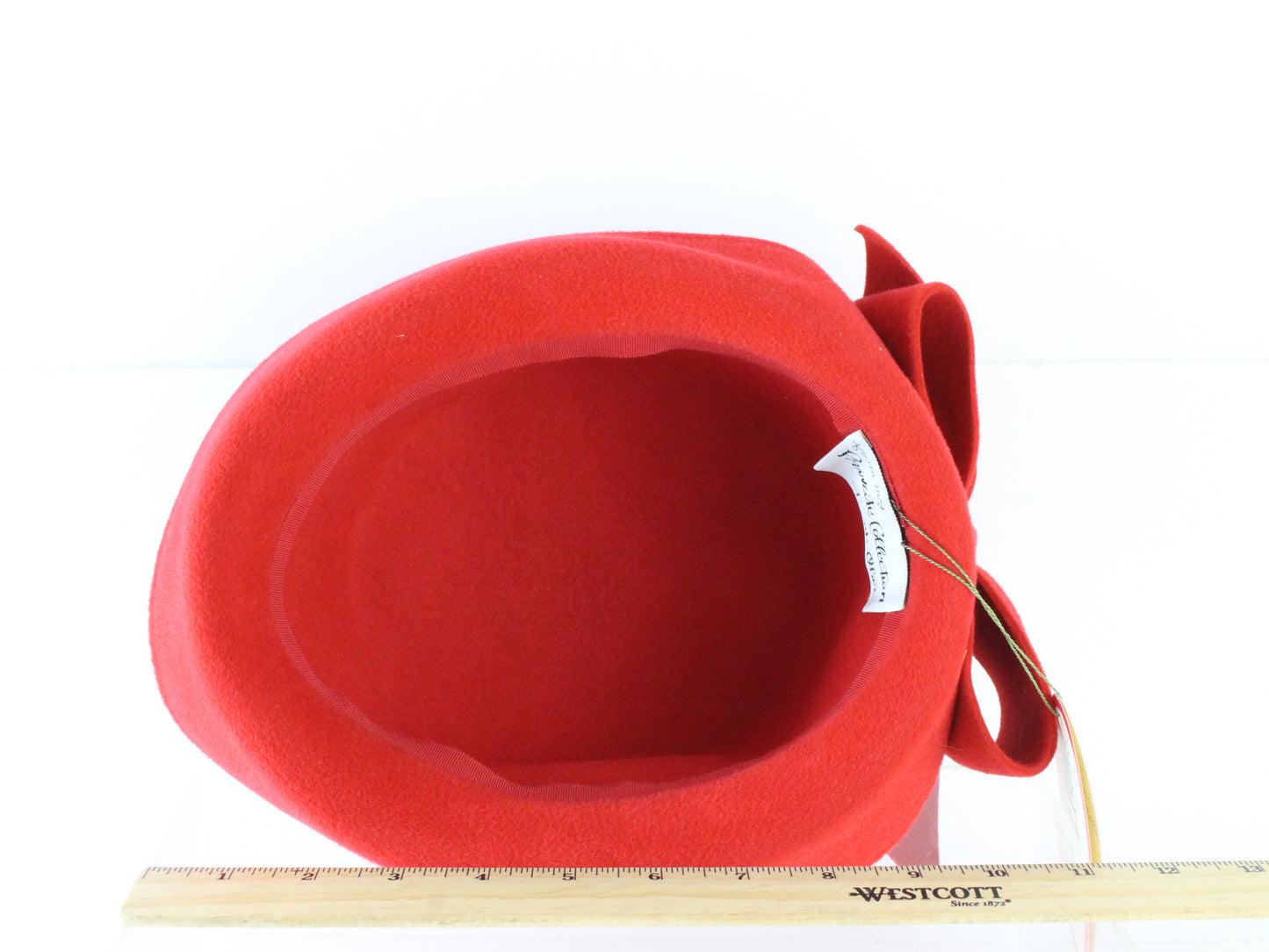 Frank Olive Private Collection Ladies Boutique Red Felt Hat W/ Bow 7 56cm