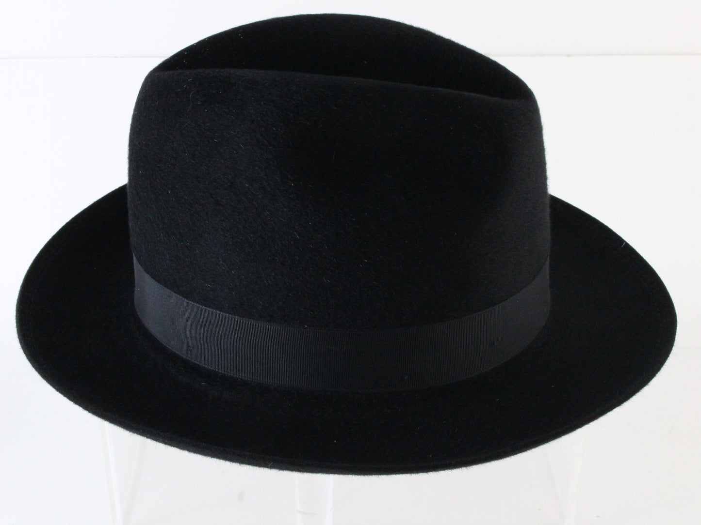 Royal Biltmore Mens Classic Black Felt Fedora W/ Feather 6 5/8 53cm