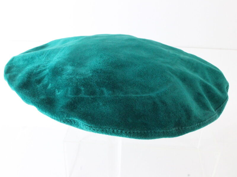 The Look Ladies Green Genuine Leather Suede French Beret Size: L Large