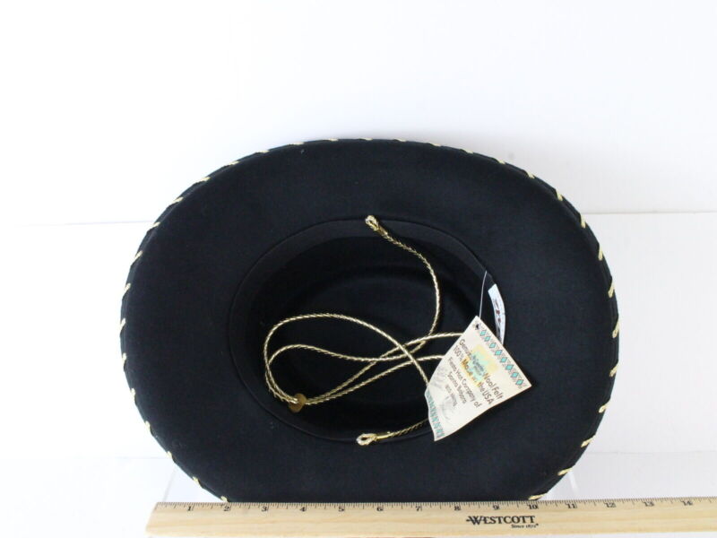 Fiesta Hat Waterproof Black Wool Felt Cowboy Cowgirl Hat Gold Band MULTIPLE SIZE