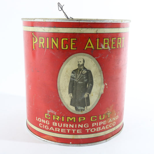 Prince Albert Crimp Cut Long Burning Tobacco Vintage Metal Can Container