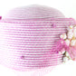Don Anderson Ladies Boutique White and Fuchsia Striped Hat W/ Beads 7 1/8 57cm