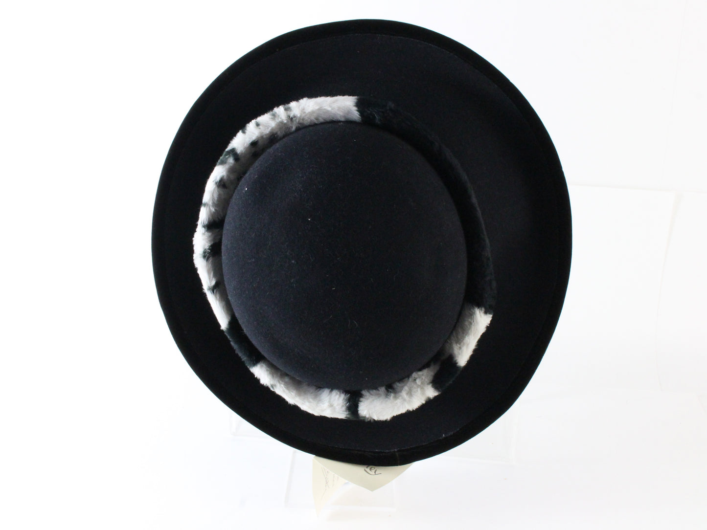 Peter Bettley Ladies Black Wool Felt Hat W/ Cowprint Band 7 1/8 57cm