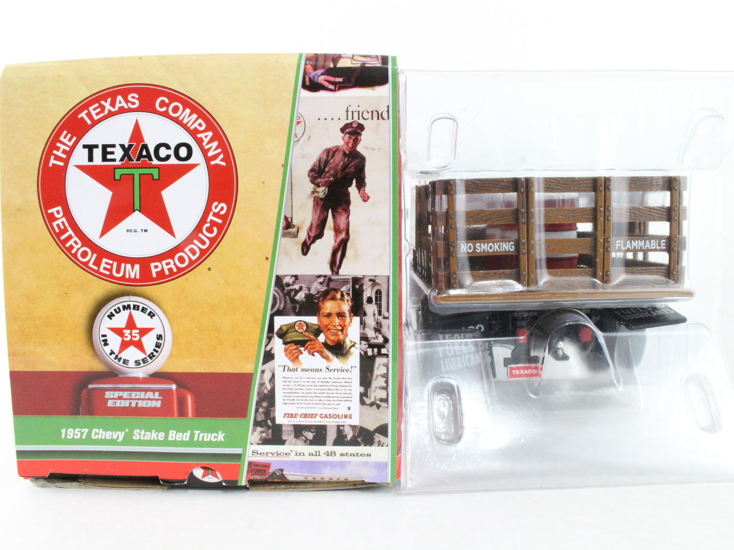 1957 Chevy Stake Bed Truck Texaco Vintage Fuel 1:25 Scale Model Cp7506