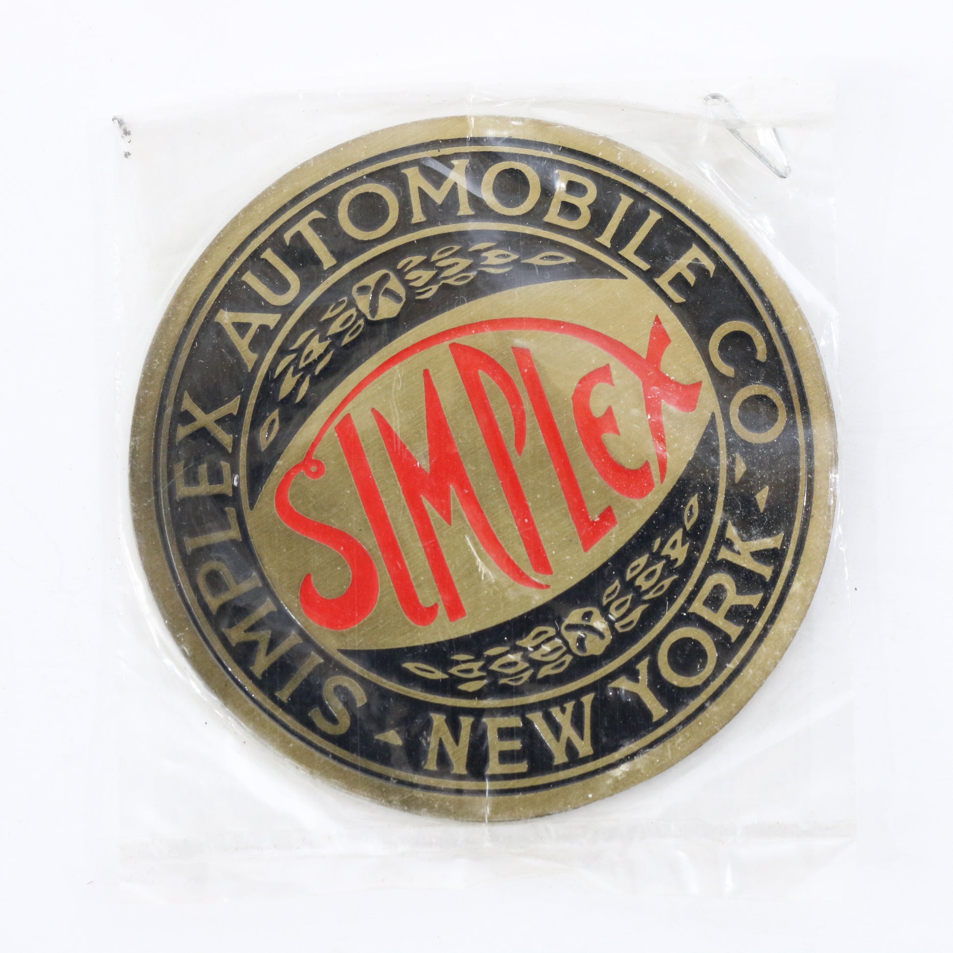 Simplex Automobile Co New York Vintage Metal Car Emblem Badge