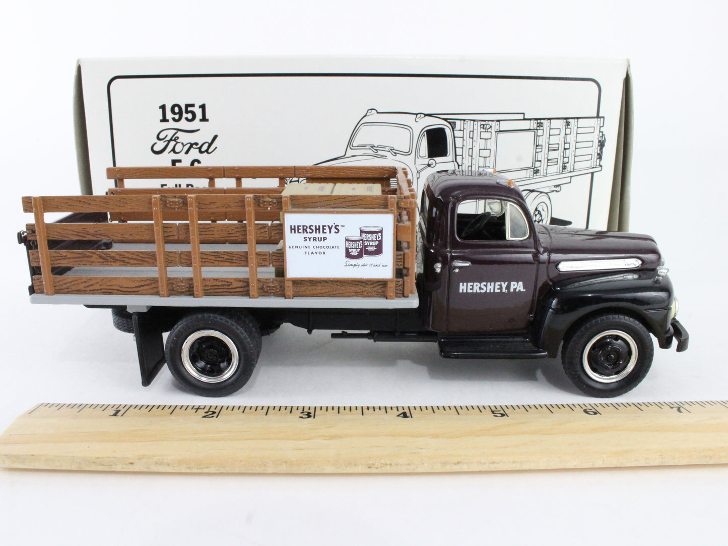 1951 Ford F-6 Full Rack Stake Truck Hershey's Syrup First Gear 1:34 19-1363