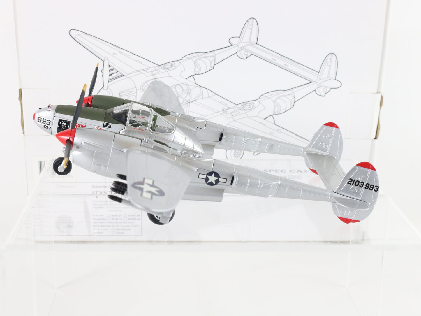 P-38 Silver Lightning Lockheed Fighter Plane Speccast 1:48 Marge Nose Art