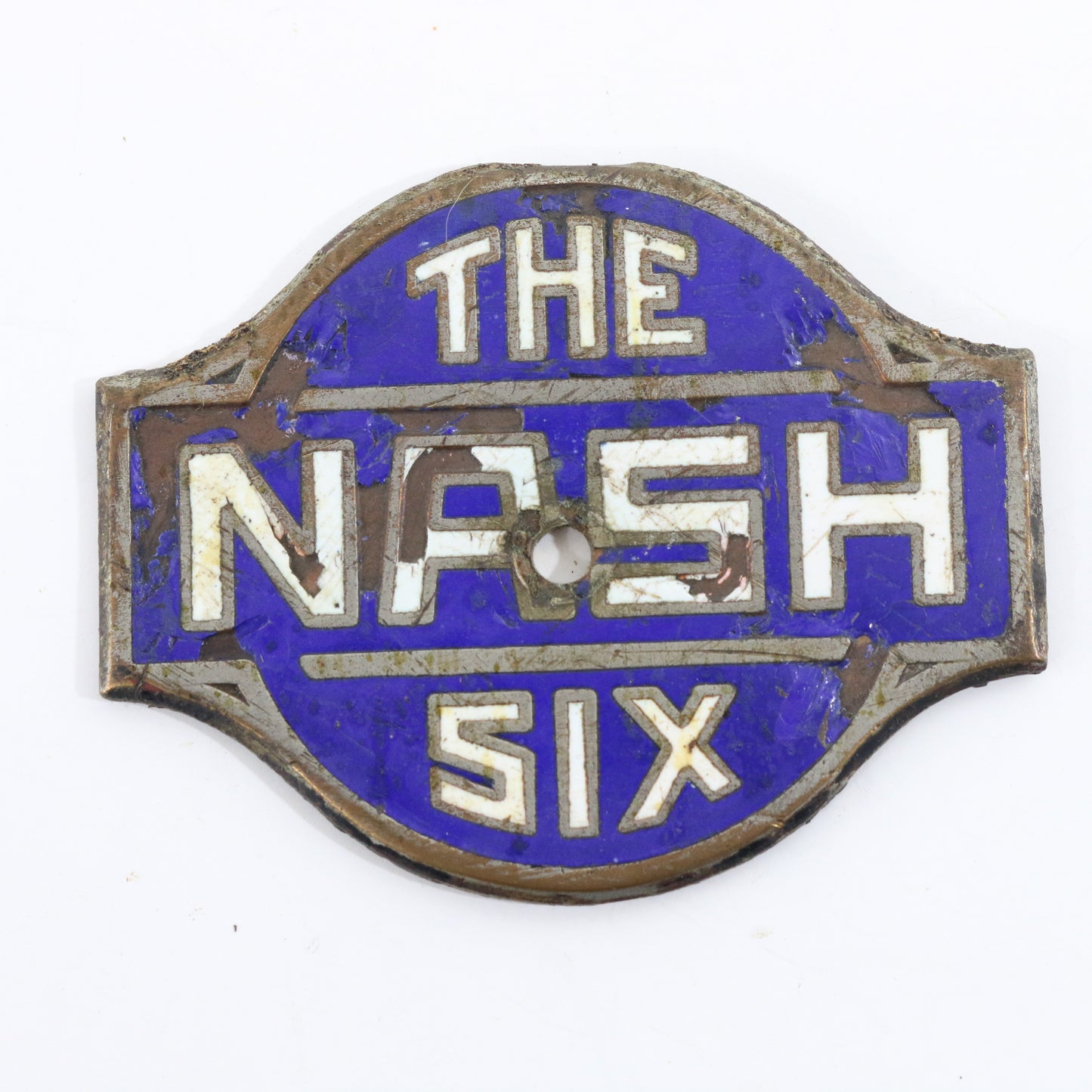 The Nash Six Blue & White Enamel Metal Automobile Emblem Badge 2.25��� ORIGINAL