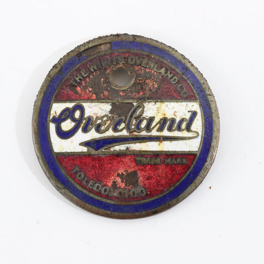 Willys Overland Toldeo Ohio Vintage Metal Enamel Emblem Radiator Badge 1.5"