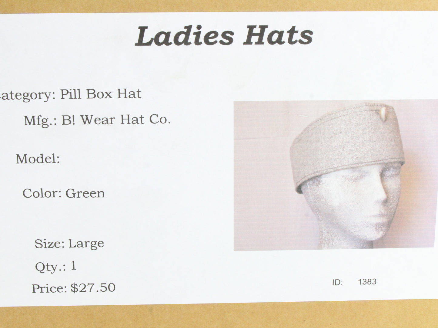 B Wear Cap Co Ladies Boutique Elegant Light Gray Pillbox Cap L