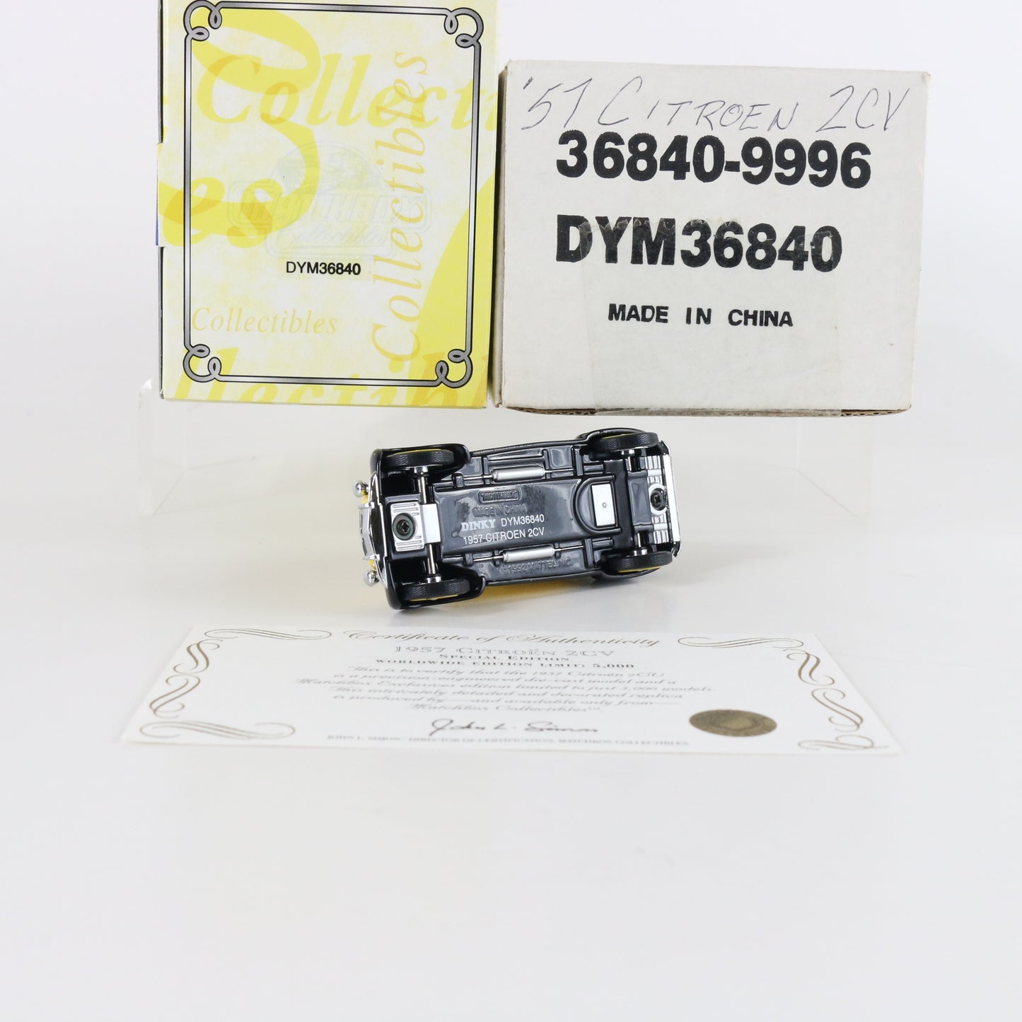 1957 Citroen 2cv Black & Yellow Dinky Matchbox 1:43 Model Car Dym36840