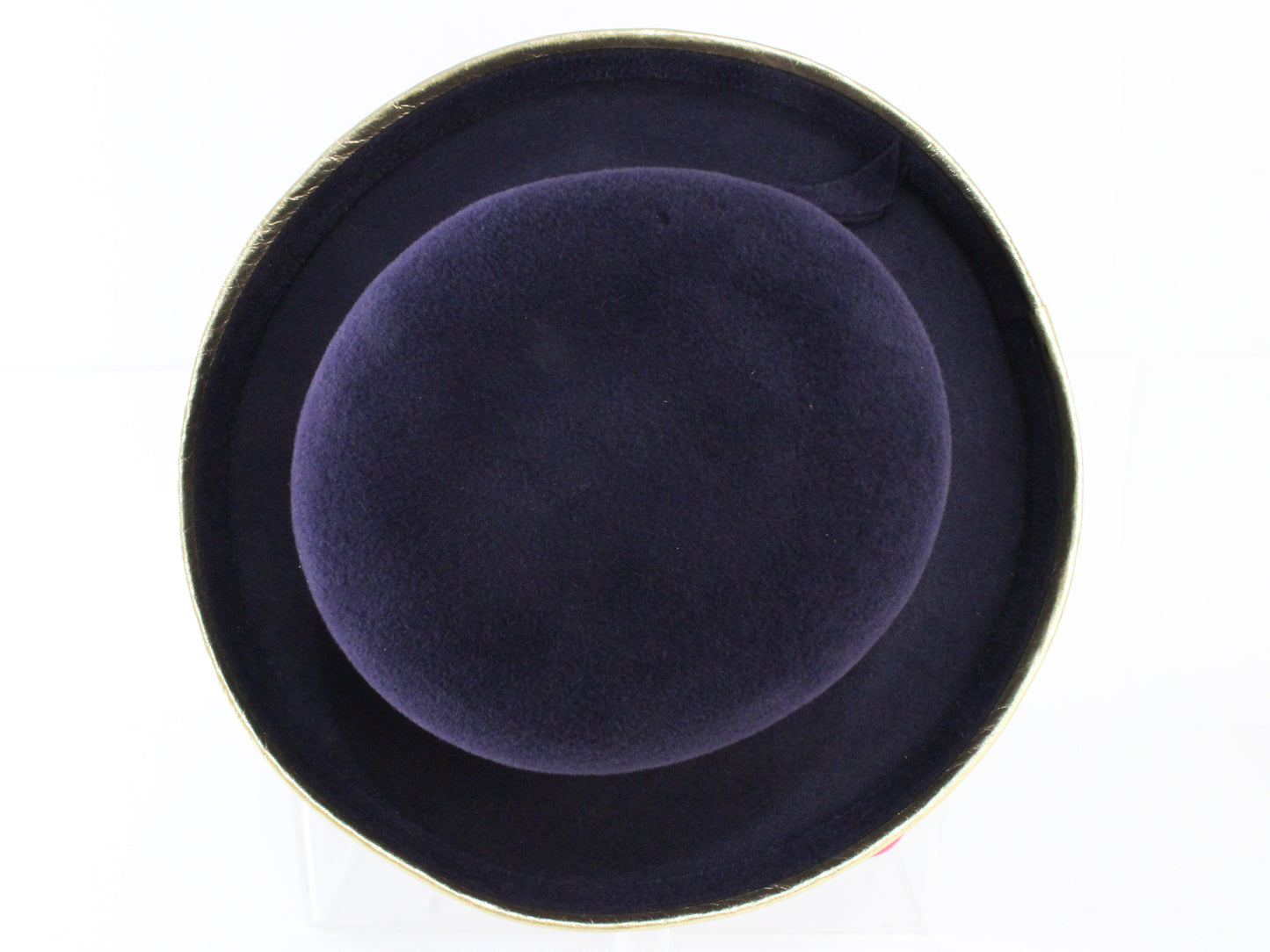 Frank Olive Private Collection Ladies Navy Blue and Gold Felt Hat 7 56cm